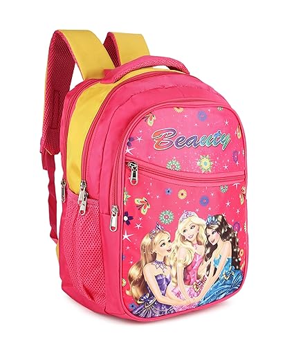 Charming Barbie Princess Print School Bag with Three Compartment Durable Design for Girls, Perfect for School