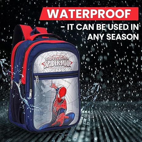 divjot Kids Blue & Red Spiderman Large School Bag For class 3 to 5 (DVJT-SB-3102-SPDRMN)