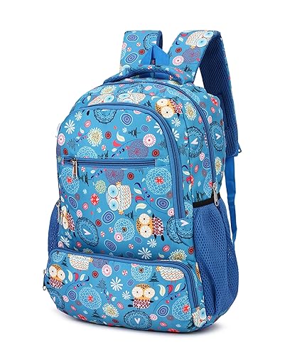 Stylish Sky Blue School Bag Polyester Fabric with Comfortable Design for Kids and Teens