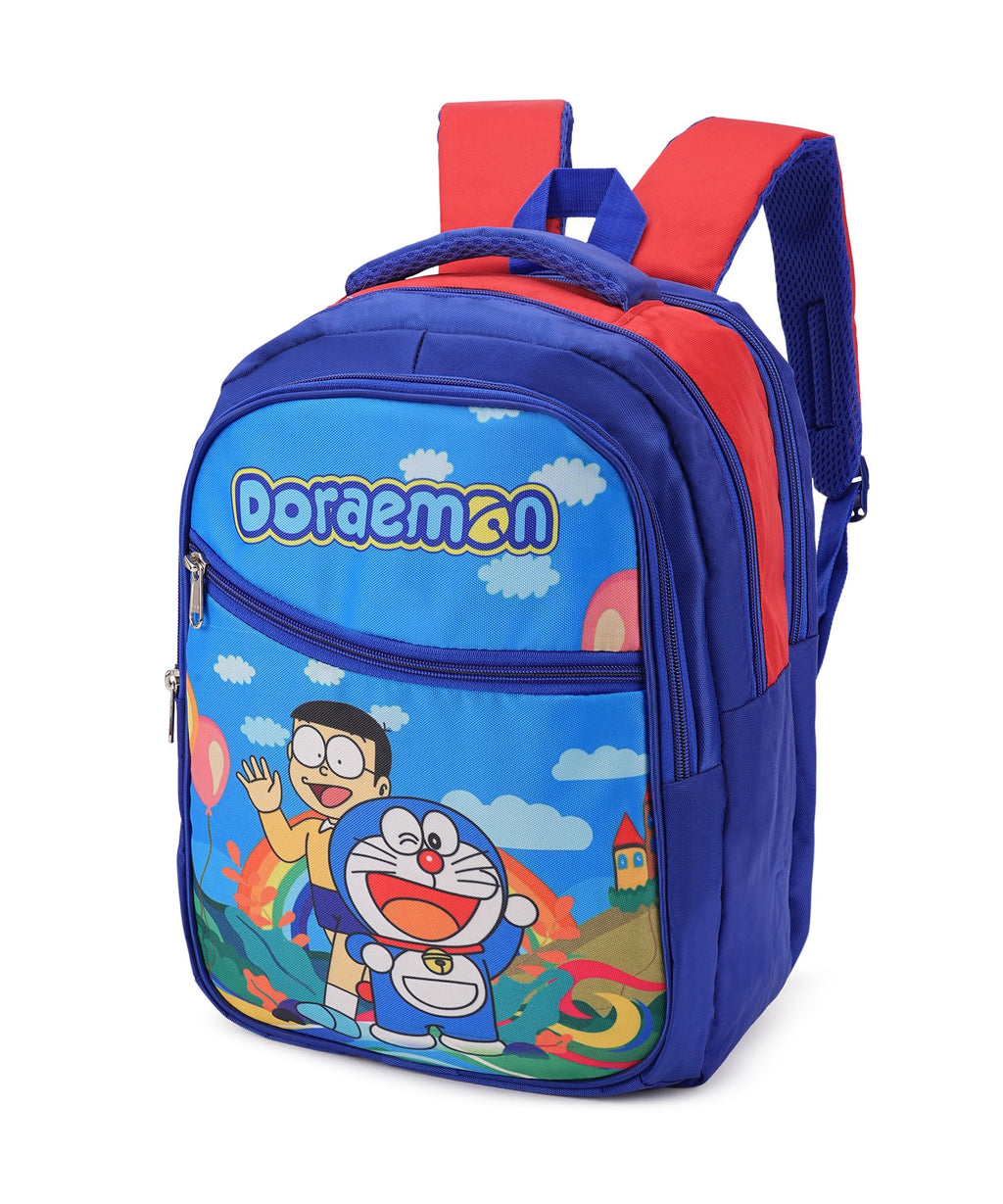 Doraemon Print School Bag with Three Compartments Stylish and Durable Backpack for Kids Perfect for School & Travel