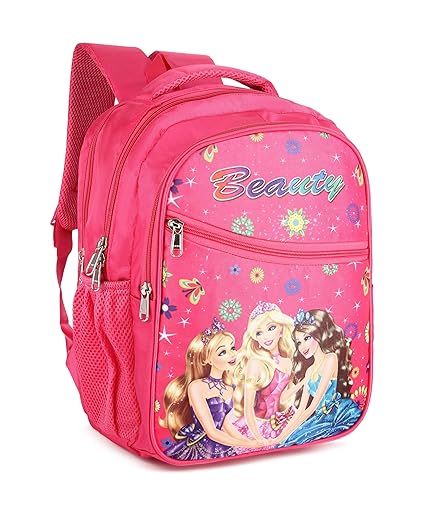 Charming Barbie Princess Print School Bag with Three Compartment Durable Design for Girls, Perfect for School