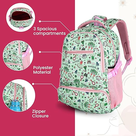 Floral Print School Bag with Two Compartments Stylish and Spacious Backpack for Girls Perfect for School & Everyday Use