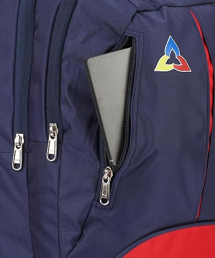 30L Atomic Dx Navy Blue 15.6" Laptop Backpack for Men | 3 Compartment Large College & Office Bag | Water Resistant PU & Polyester