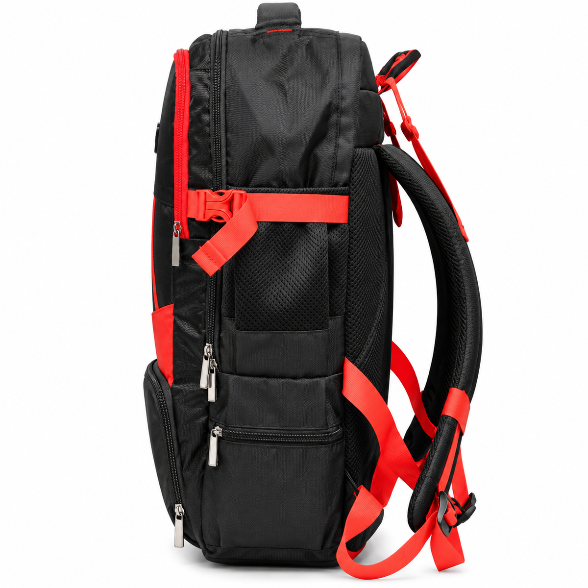 Travel Backpack for Men & Women | Stylish & Spacious Backpack for Trips & Journeys | Black & Red
