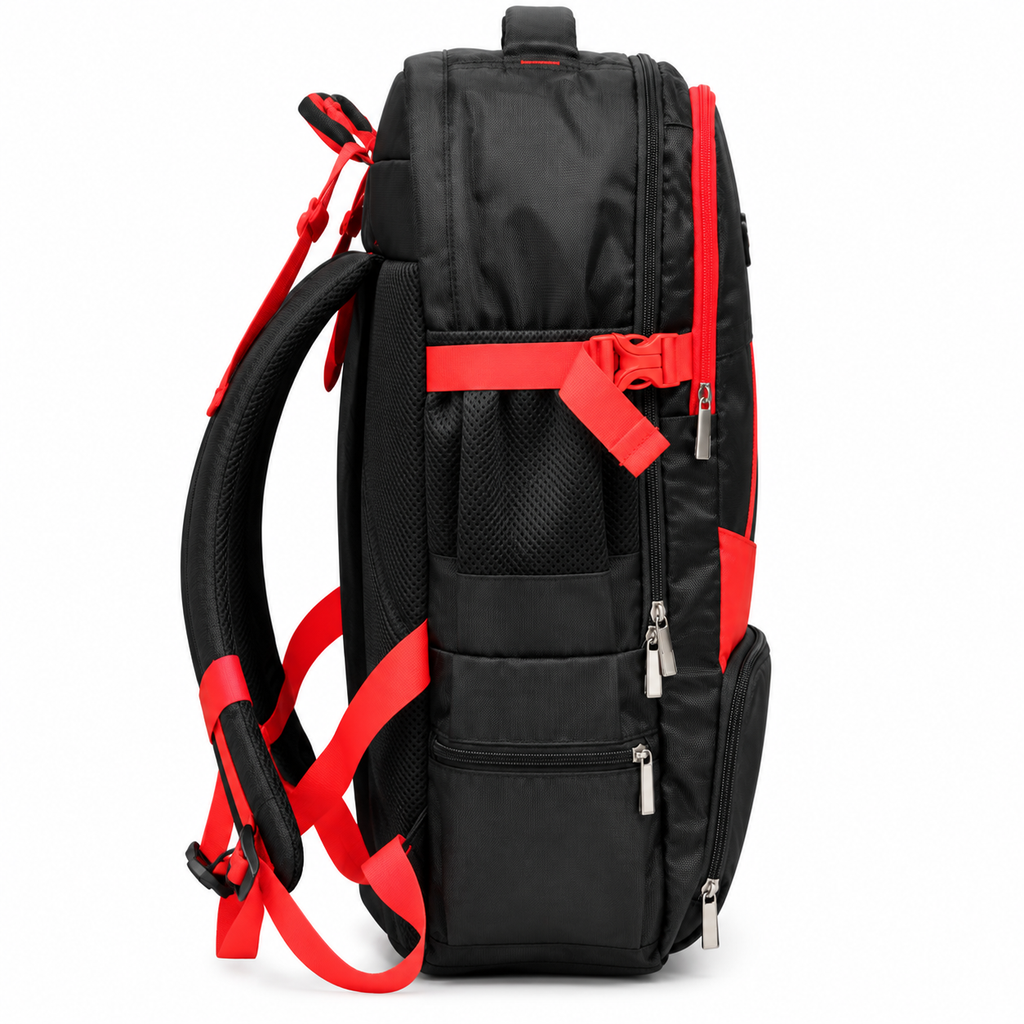 Travel Backpack for Men & Women | Stylish & Spacious Backpack for Trips & Journeys | Black & Red