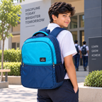Aero Style Casual School Backpack – Aqua Blue & Navy Blue