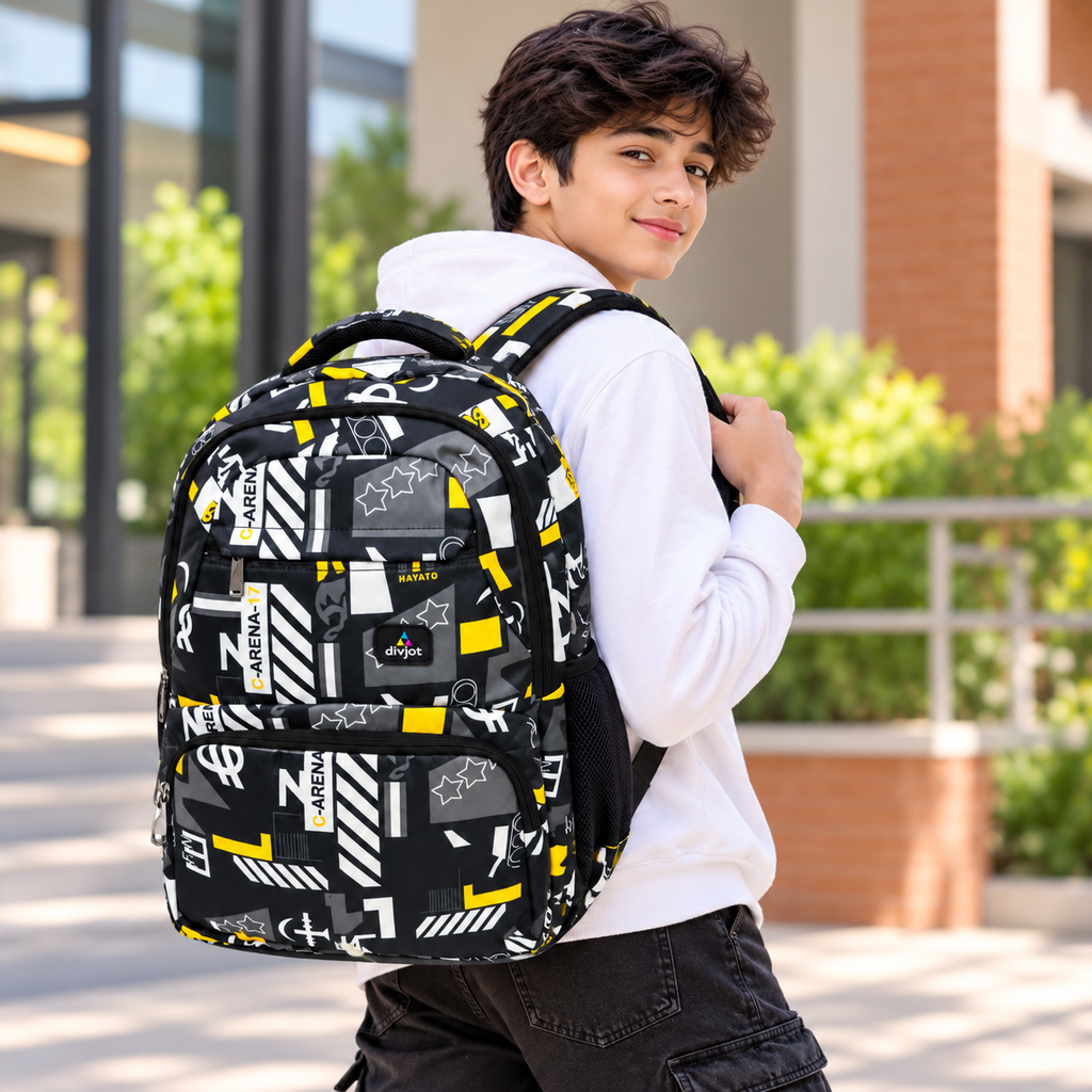 Street Motion School Backpack – Black & Yellow