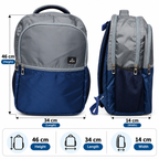 Aero Style Casual School Backpack – Grey & Navy  Blue