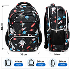 Galaxy Explorer Printed School Backpack – Black