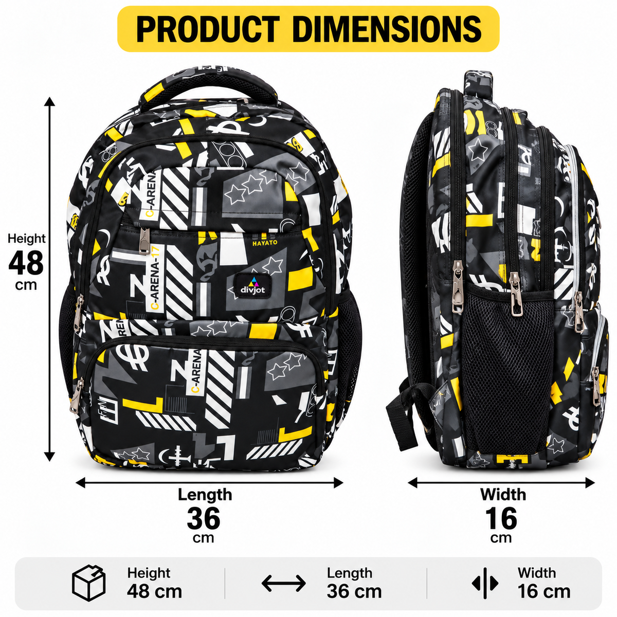 Street Motion School Backpack – Black & Yellow