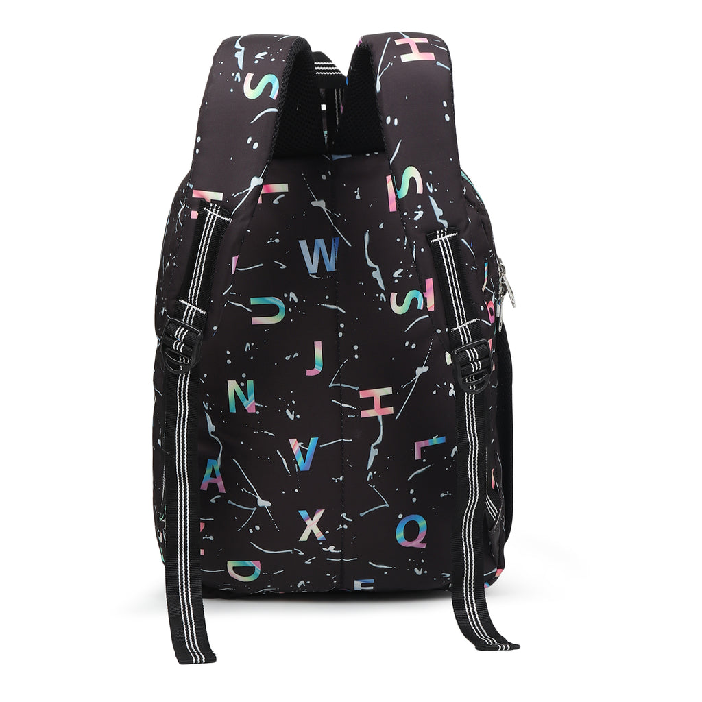 Divjot BlackBolt Trendy Alphabet-Print School Backpack