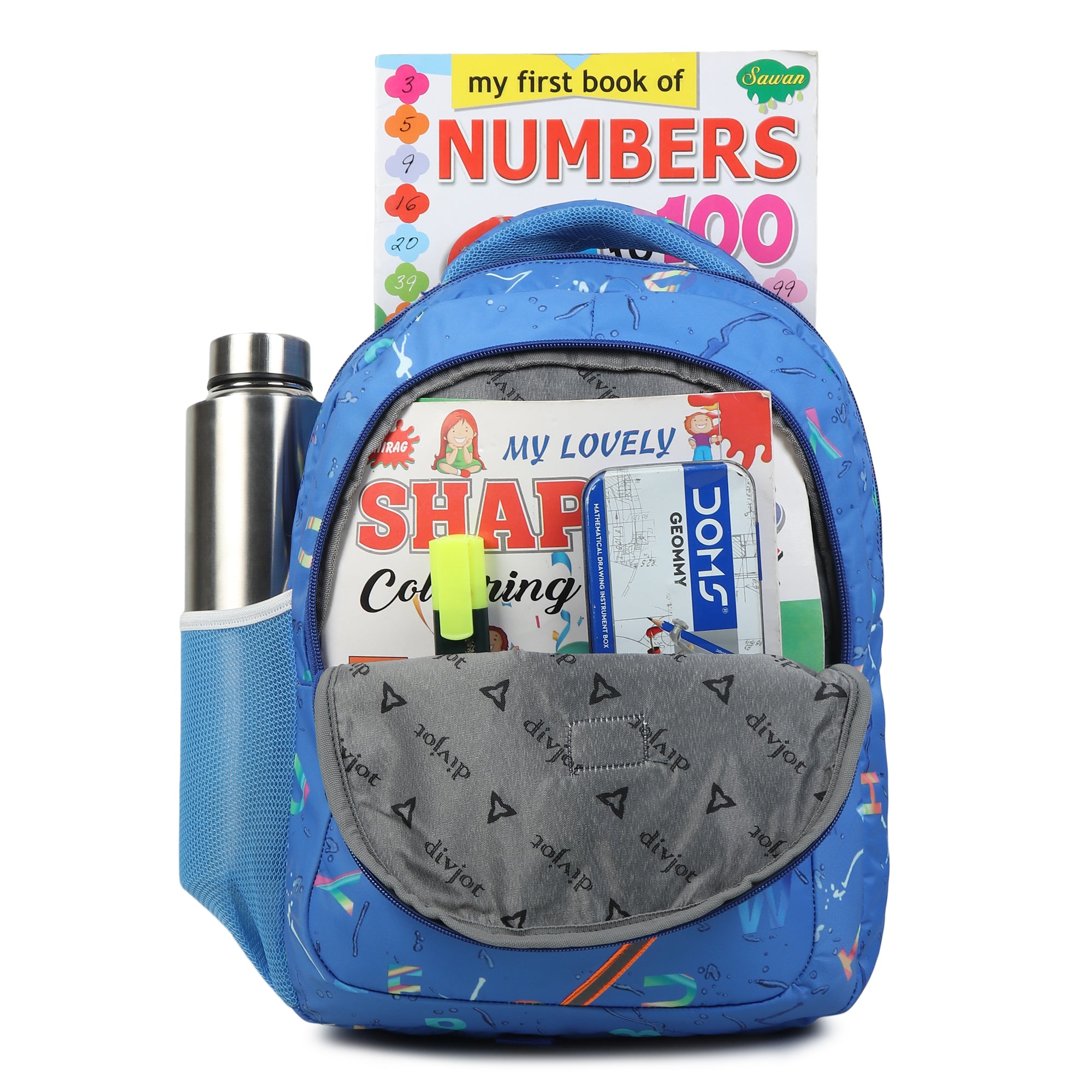 Kids’ Alphabet Printed School Backpack – Blue