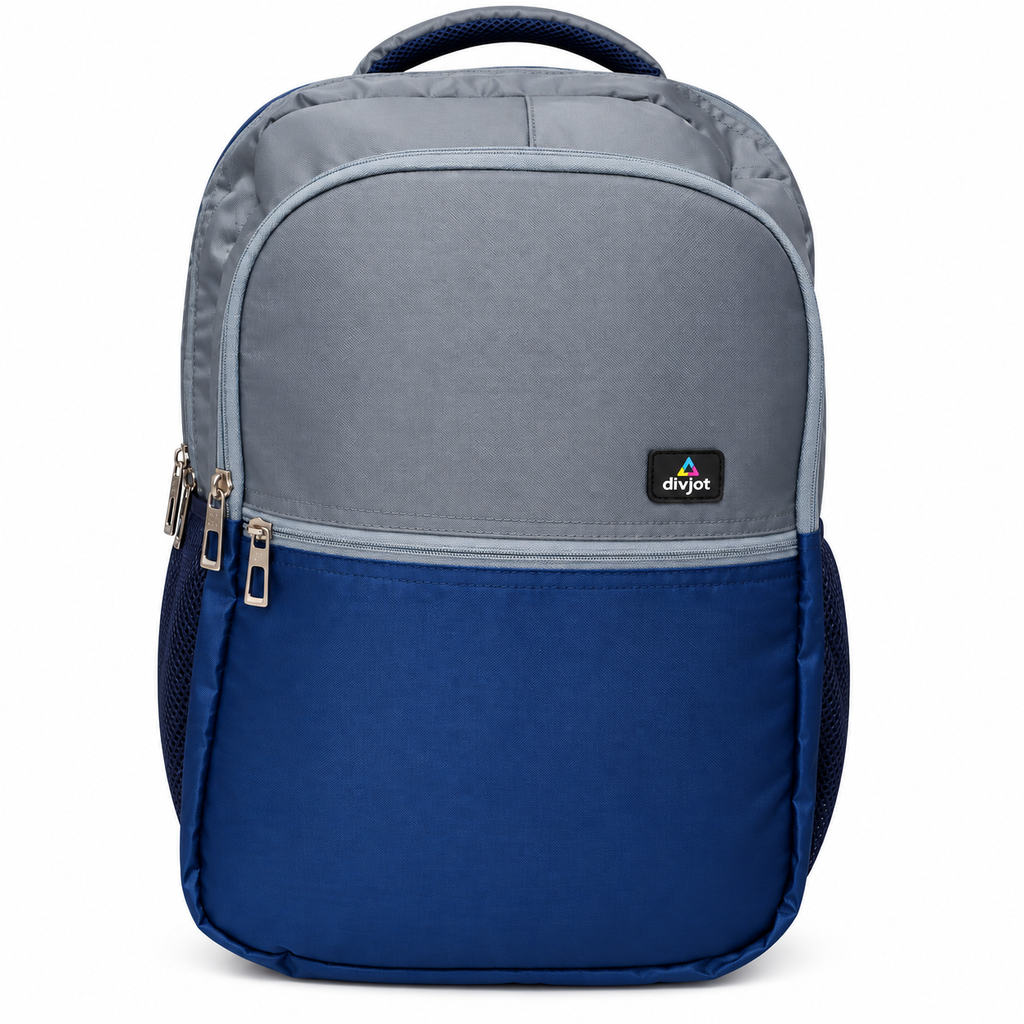Aero Style Casual School Backpack – Grey & Navy  Blue