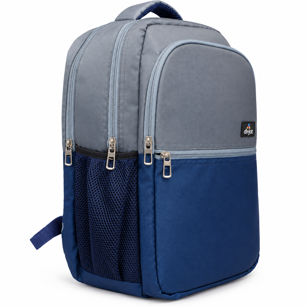 Aero Style Casual School Backpack – Grey & Navy  Blue