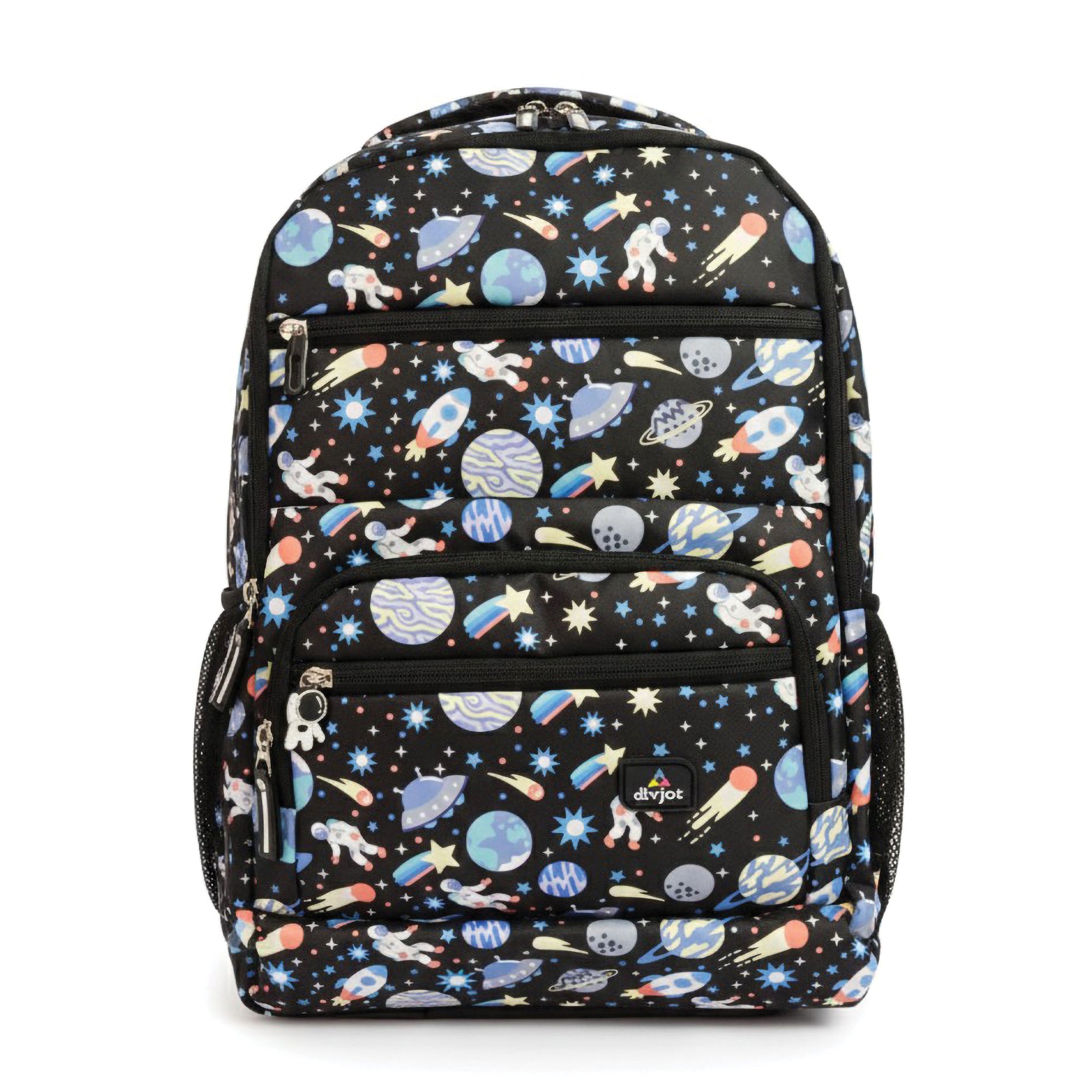 Black Space shutter Print School Backpack with Multi Compartments