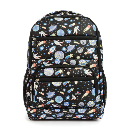 Black Space shutter Print School Backpack with Multi Compartments