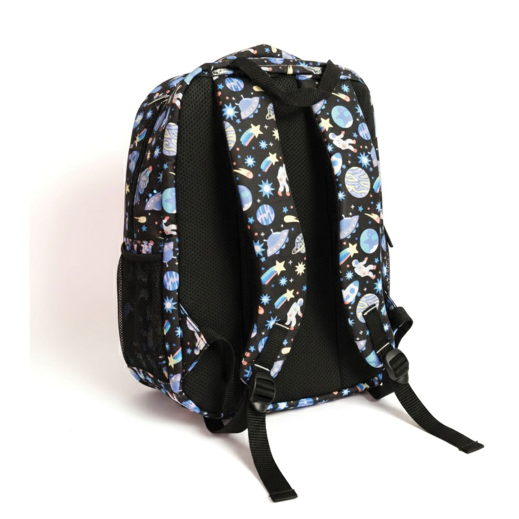 Black Space shutter Print School Backpack with Multi Compartments