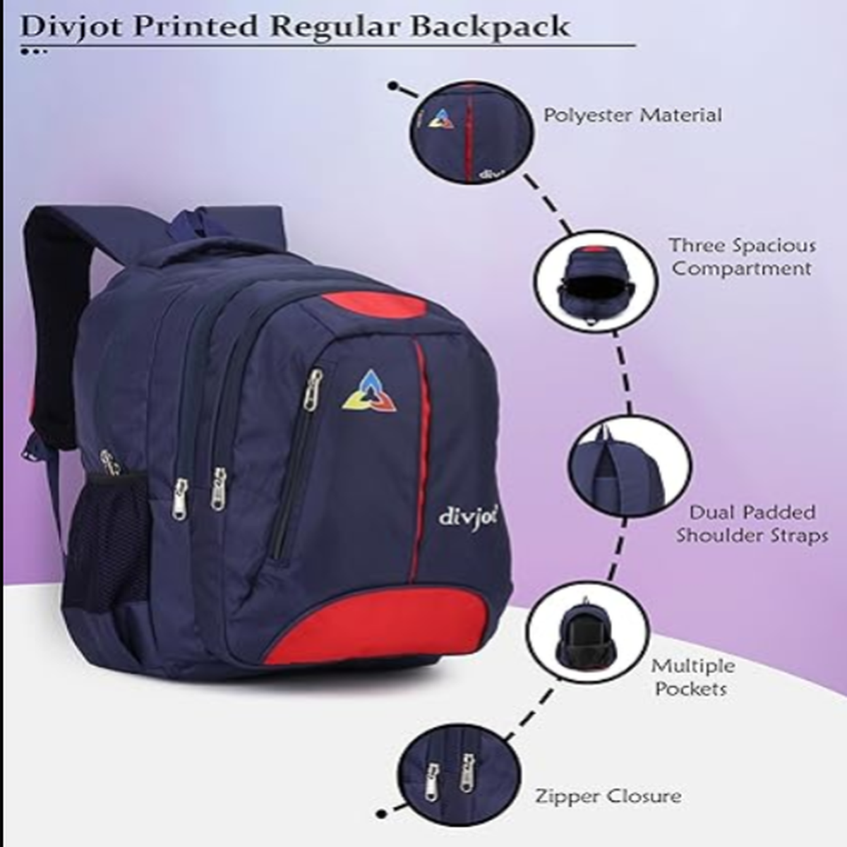 30L Atomic Dx Casual Backpack College & Office Bag Navy Blue & Red